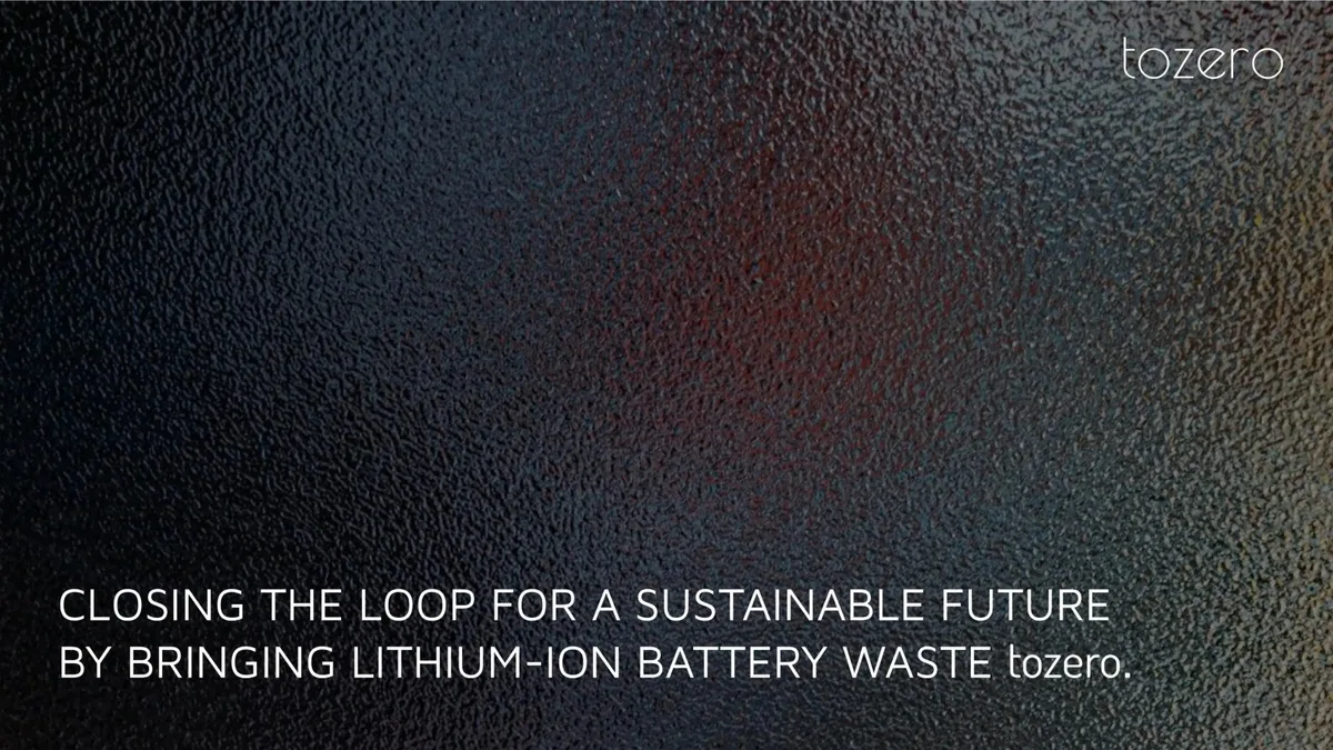 The slide uses a dark, textured background with the company logo in the top right and the mission statement at the bottom.
