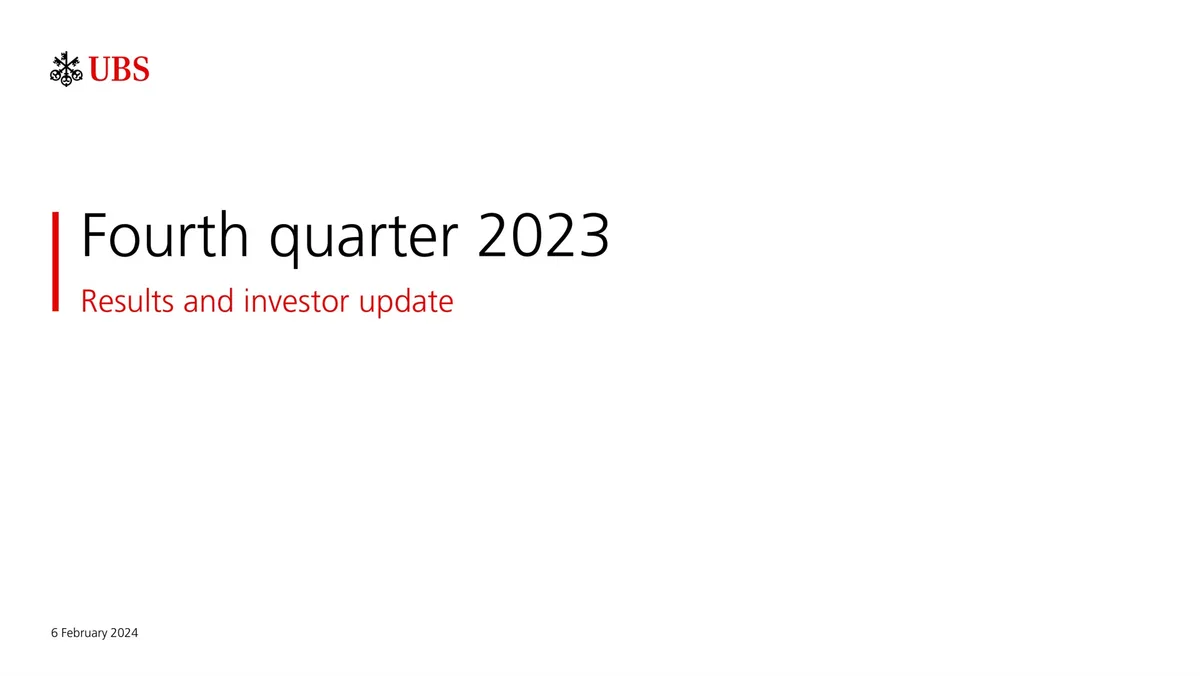 UBS | Results Presentation Deck | 51 slides · slide 1