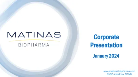 Matinas BioPharma | Investor Presentation Deck | 29 slides