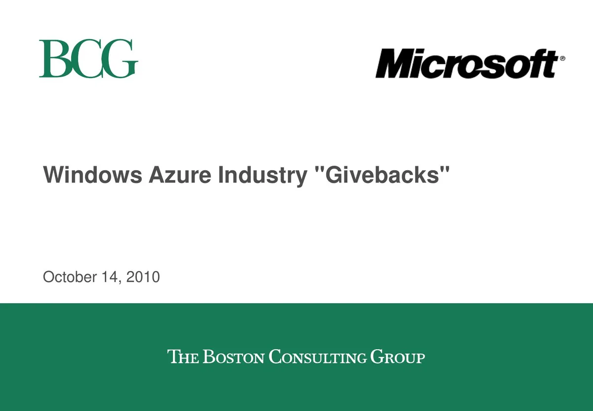 BCG Cloud Adoption in Indian Industry Windows Azure industry givebacks · slide 1