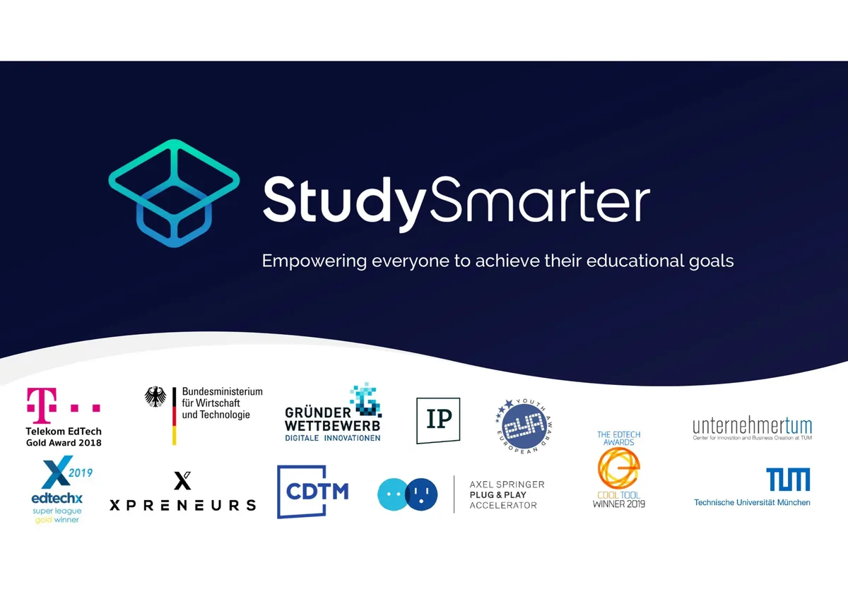The slide serves as a brand introduction and credibility signal through institutional logos.