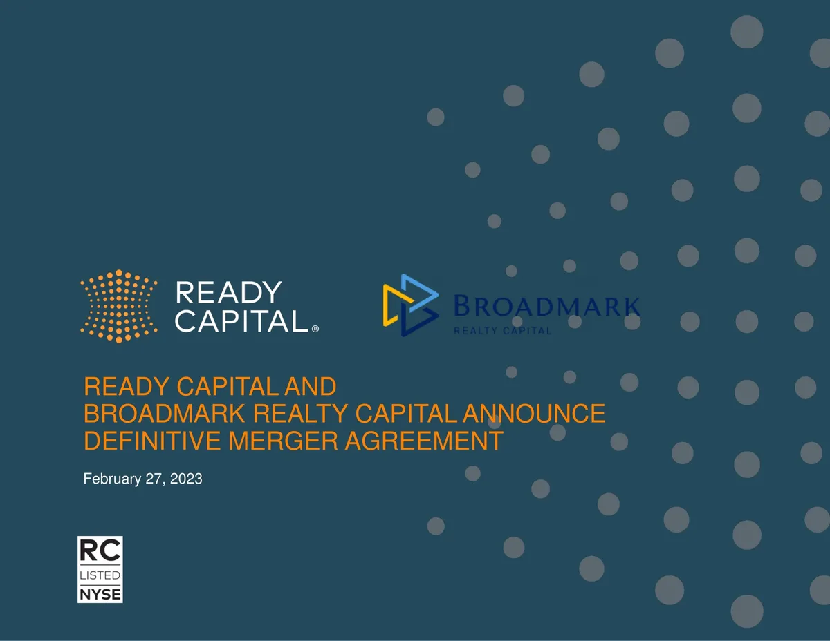 Ready Capital | Mergers and Acquisitions Presentation Deck | 22 slides · slide 1