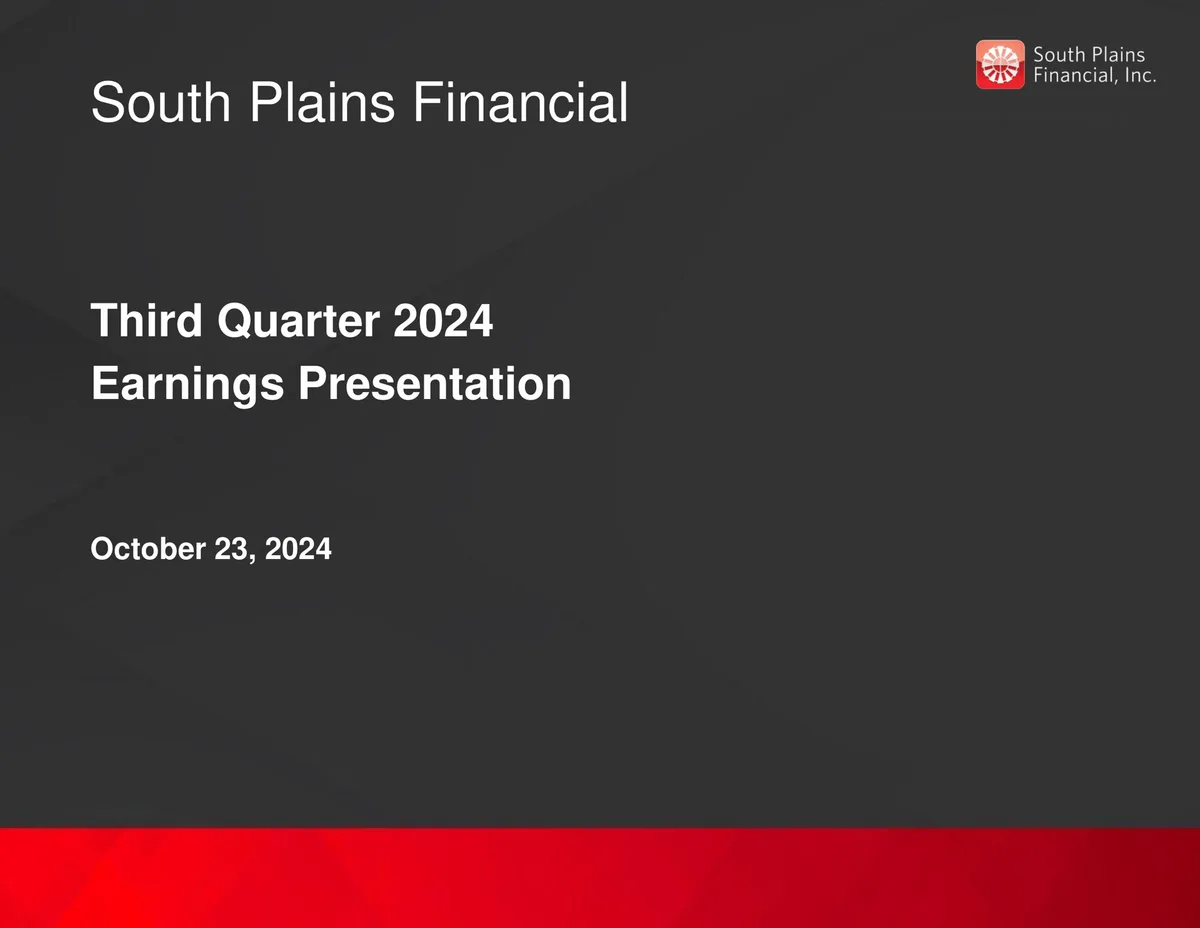 South Plains Financial | Results Presentation Deck | 24 slides · slide 1