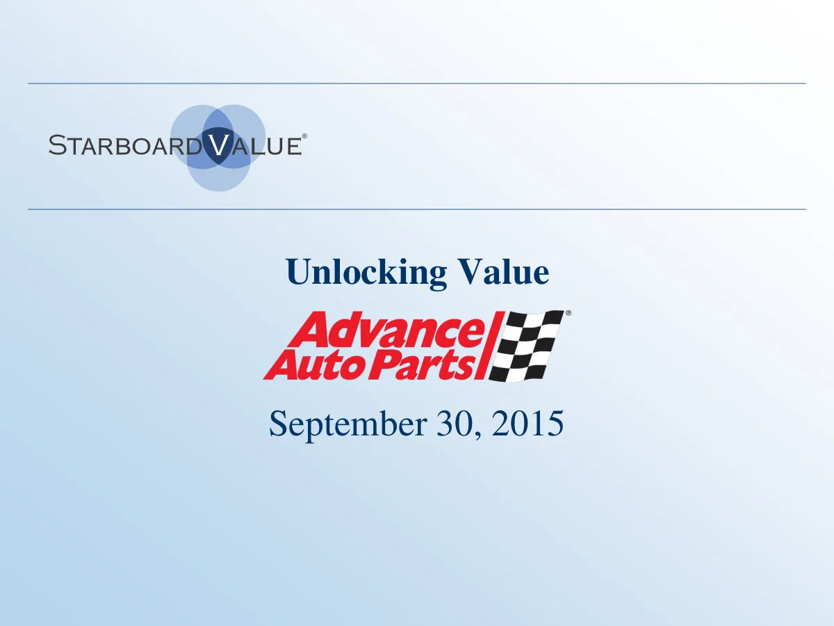 Advance Auto Parts (AAP) · slide 1