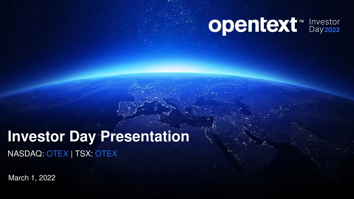 OpenText | Investor Day Presentation Deck | 96 slides · slide 1