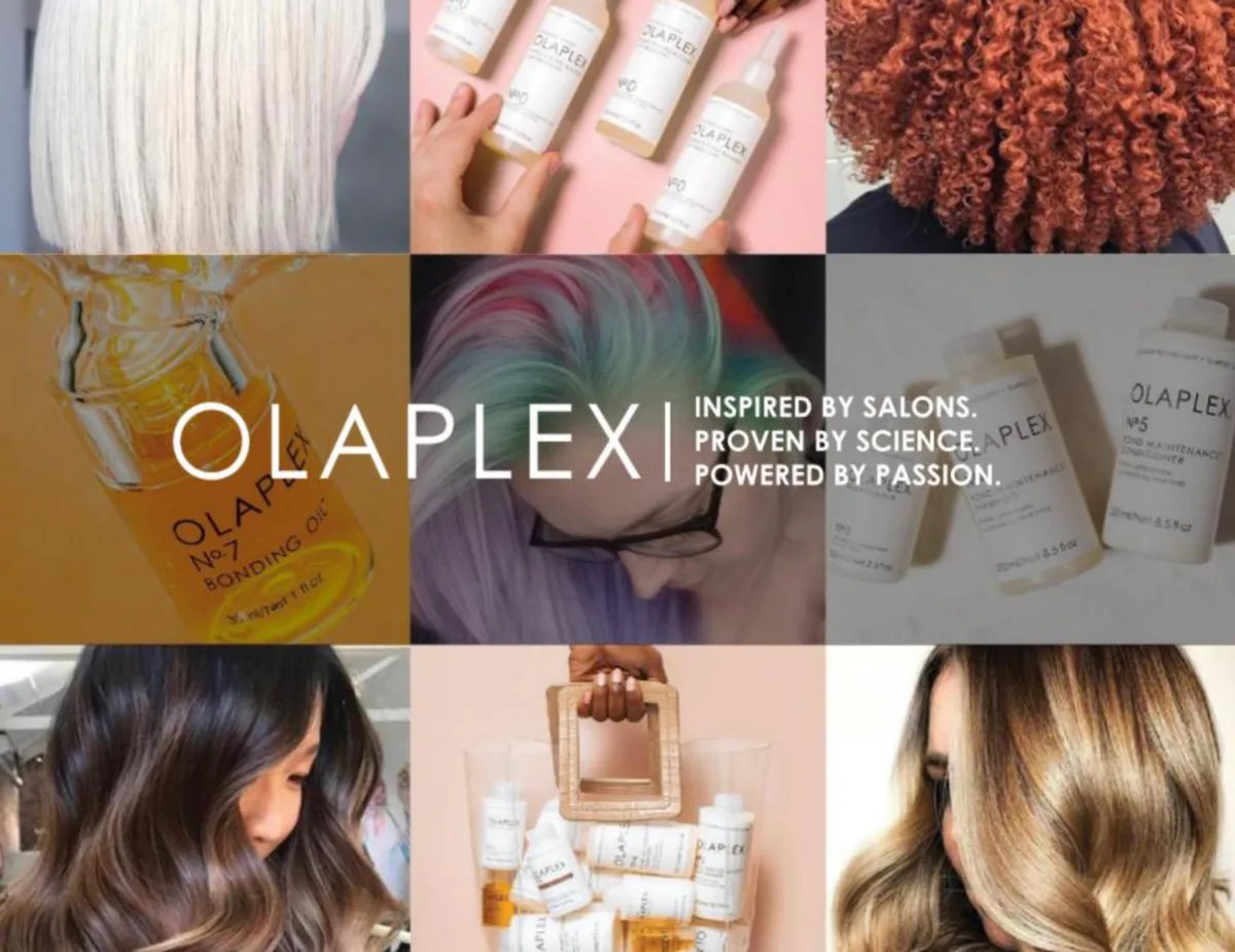 The slide uses a 3x3 grid layout with the brand name and tagline overlaid in the center.