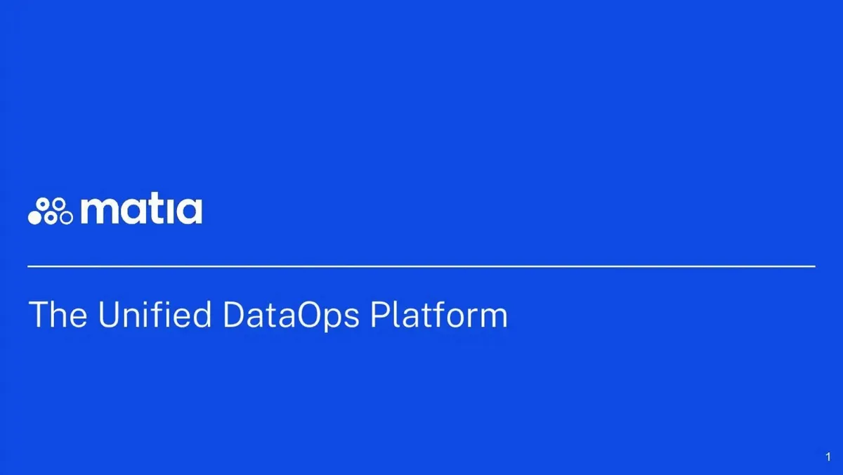 Data startup Matia raised $10.5 million with this 11-slide pitch deck · slide 1