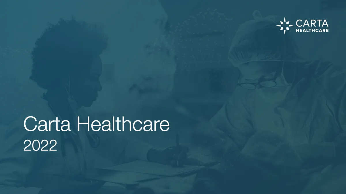 Pitch deck that landed Carta Healthcare a $25 million Series B round · slide 1