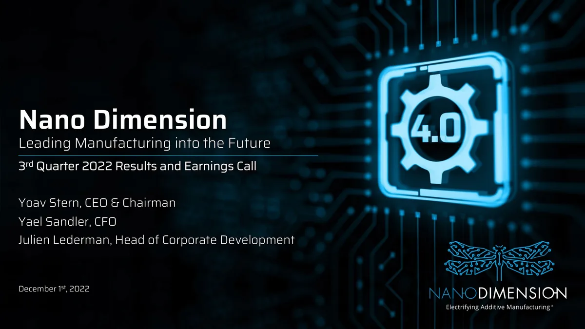 Nano Dimension | Results Presentation Deck | 16 slides · slide 1