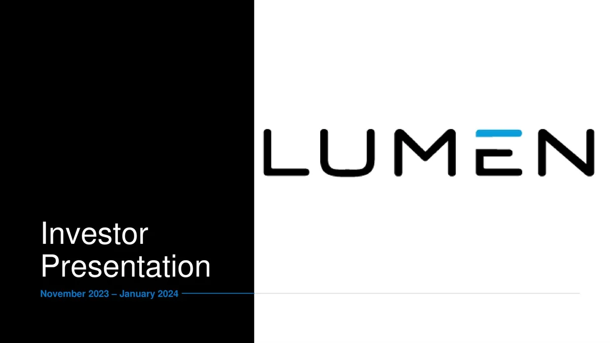 Lumen | Investor Presentation Deck | 26 slides · slide 1