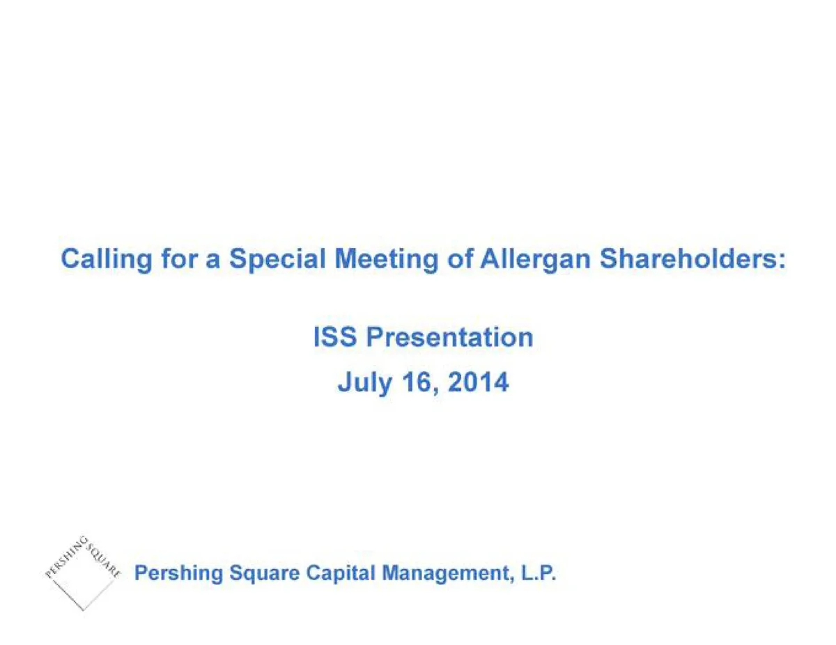 Pershing Square | Activist Presentation Deck | 120 slides · slide 1