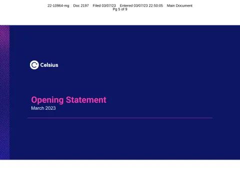 Celsius Network | Investor Presentation Deck | 5 slides