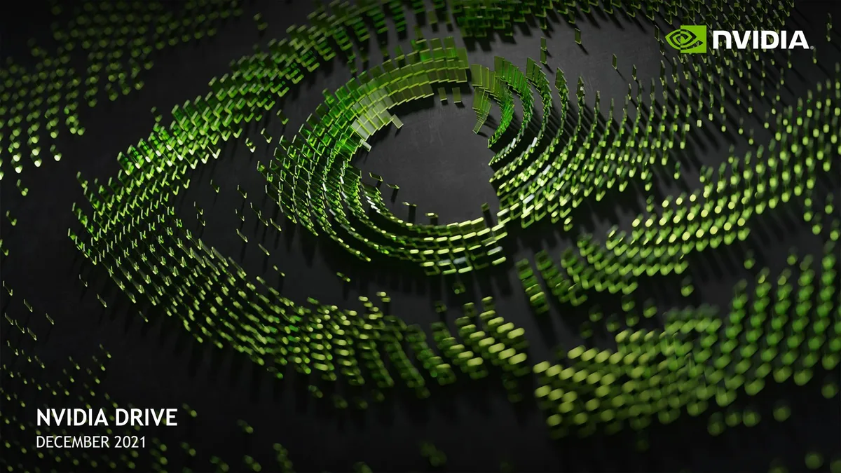 Features the NVIDIA logo and stylized green glass-like geometric patterns on a black background.