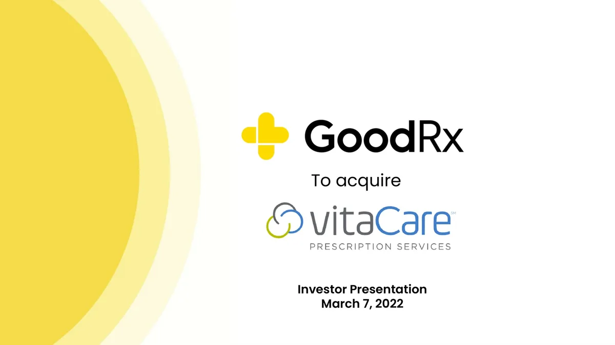 GoodRx | Mergers and Acquisitions Presentation Deck | 8 slides · slide 1