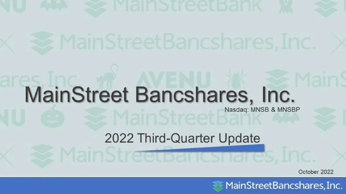 Includes ticker symbols MNSB & MNSBP and date October 2022.