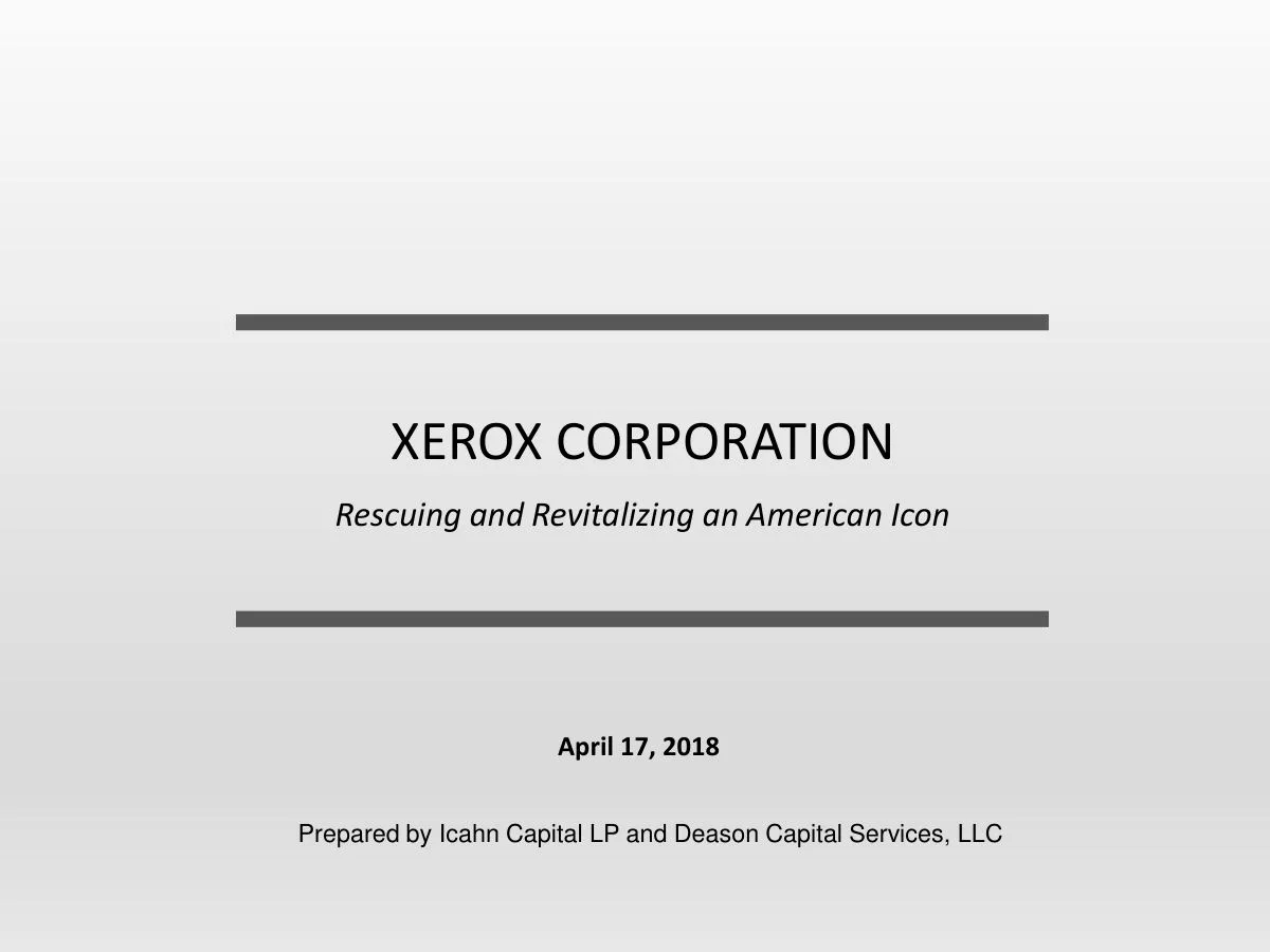 Xerox Corporation (XRX) · slide 1