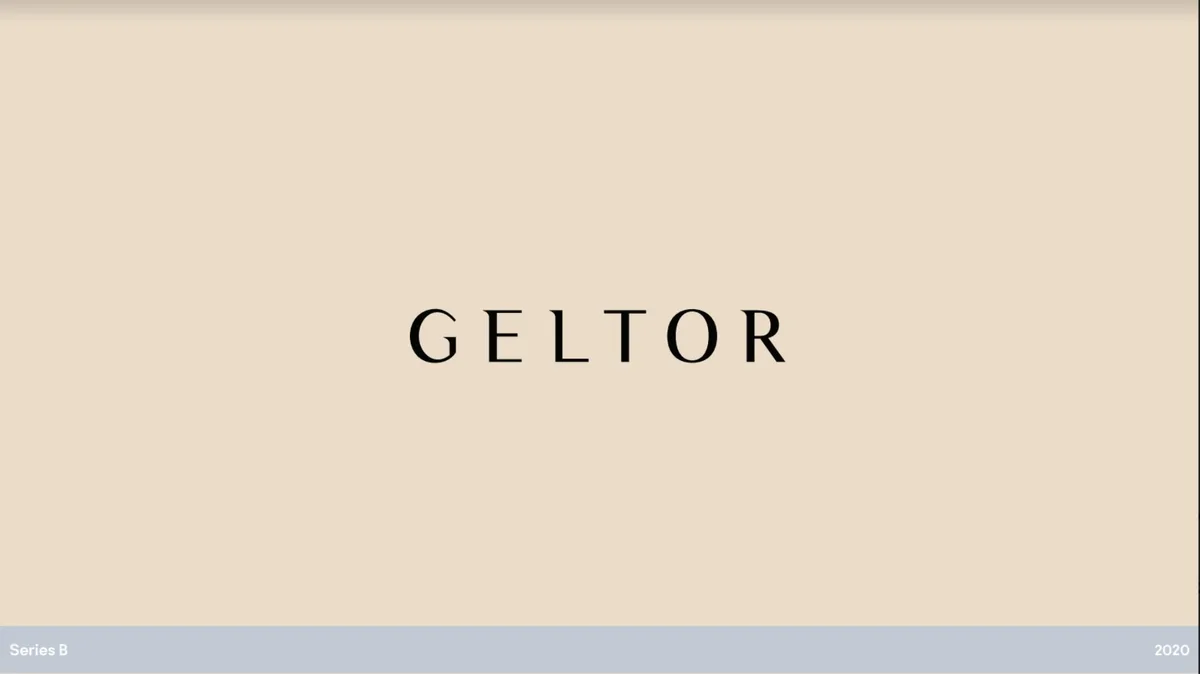See biotech startup Geltor's $91 million Series B pitch deck · slide 1
