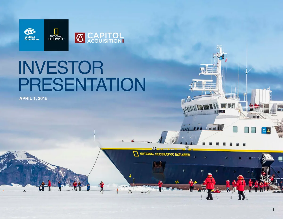 Includes logos for Lindblad Expeditions, National Geographic, and Capitol Acquisition Corp II.