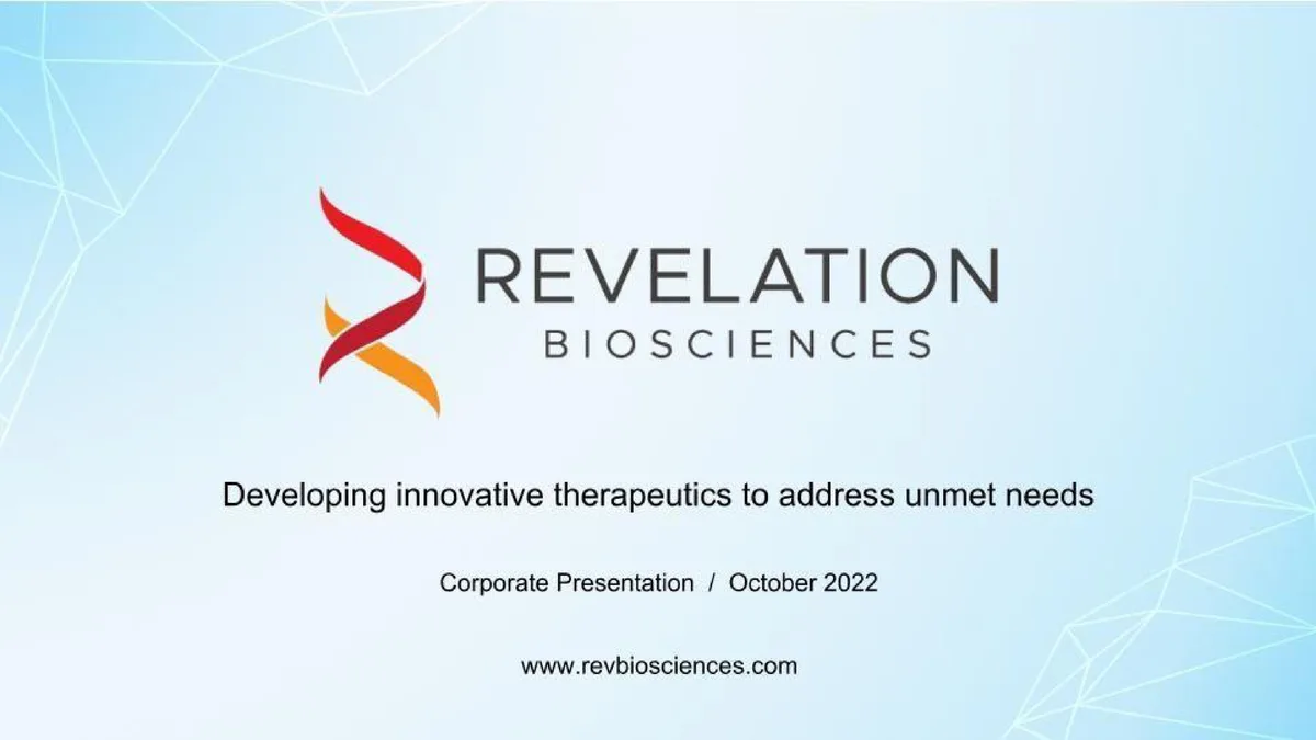 Revelation Biosciences | Investor Presentation Deck | 18 slides · slide 1
