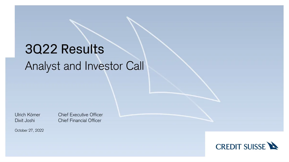 Credit Suisse | Results Presentation Deck | 26 slides · slide 1