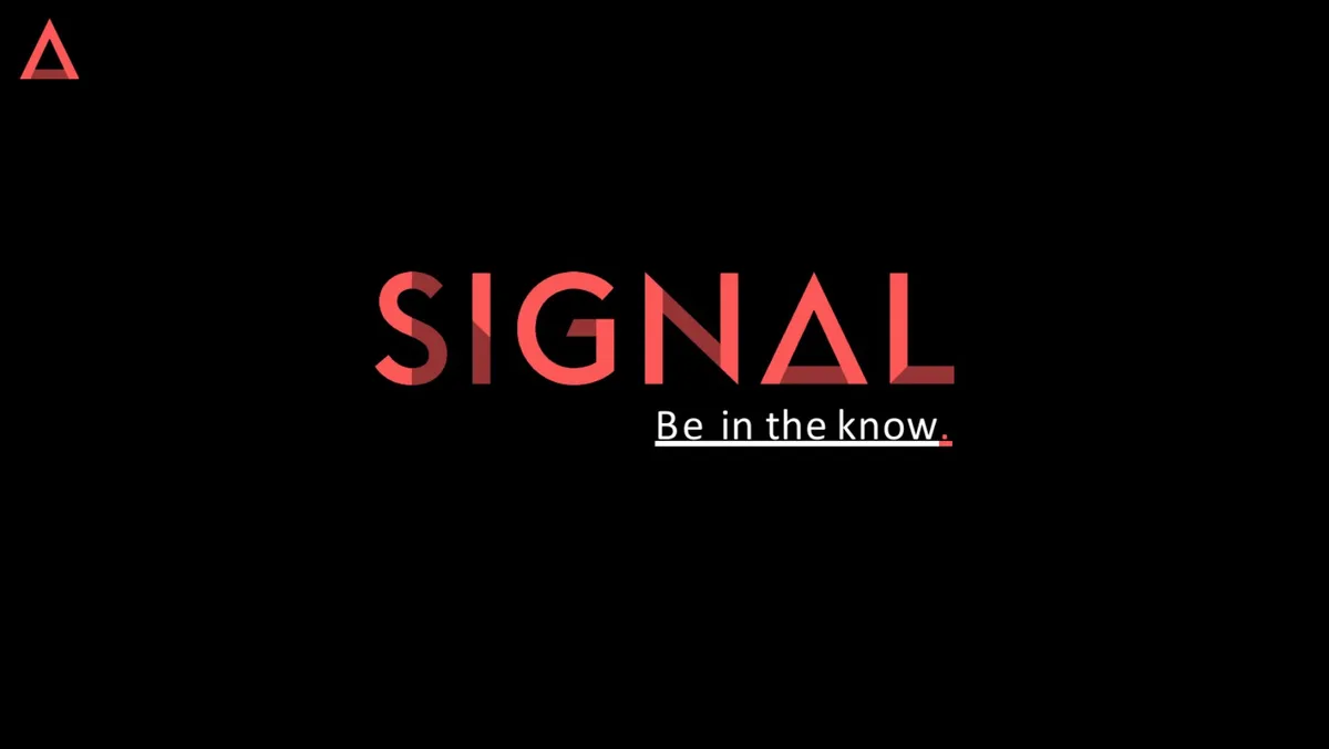 Minimalist design with a logo mark in the top left corner.