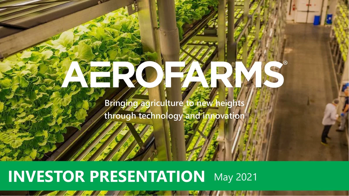 AeroFarms | SPAC Presentation Deck | 39 slides · slide 1