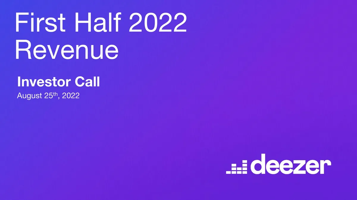 Deezer | Results Presentation Deck | 8 slides · slide 1