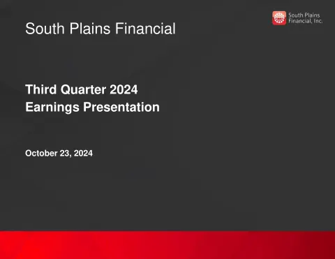 South Plains Financial | Results Presentation Deck | 24 slides