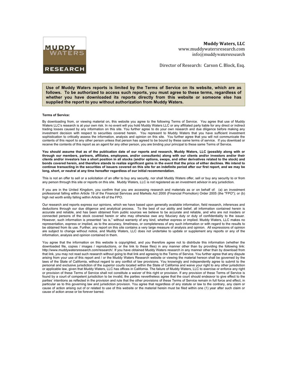 Standard legal boilerplate for investment research firm.