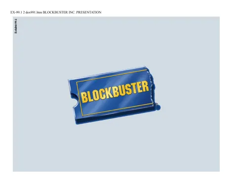 Blockbuster Video | Investor Presentation Deck | 23 slides