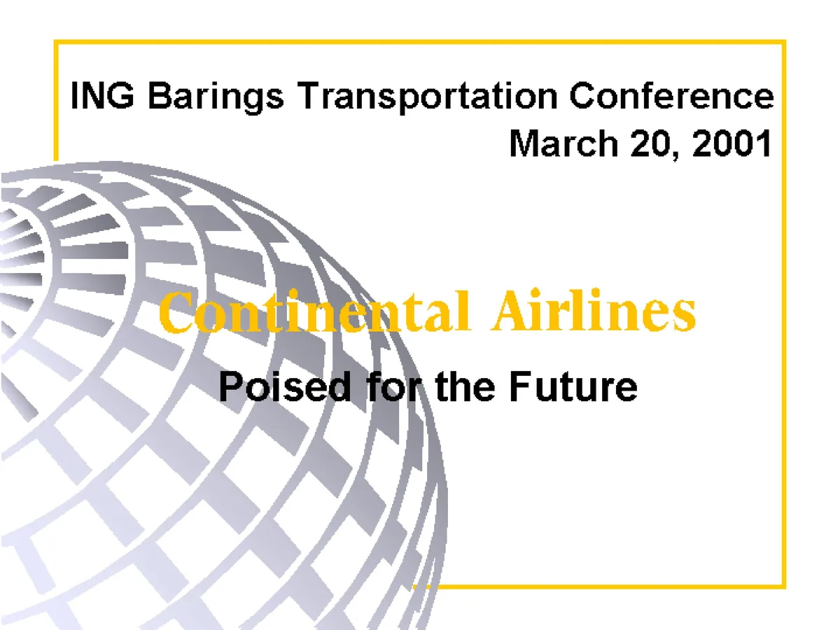 Continental Airlines | Investor Conference Presentation Deck | 27 slides · slide 1
