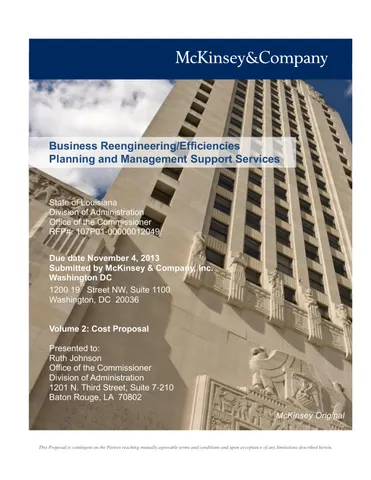 RFP McKinsey Planning and Management Support Services for the state of Louisiana