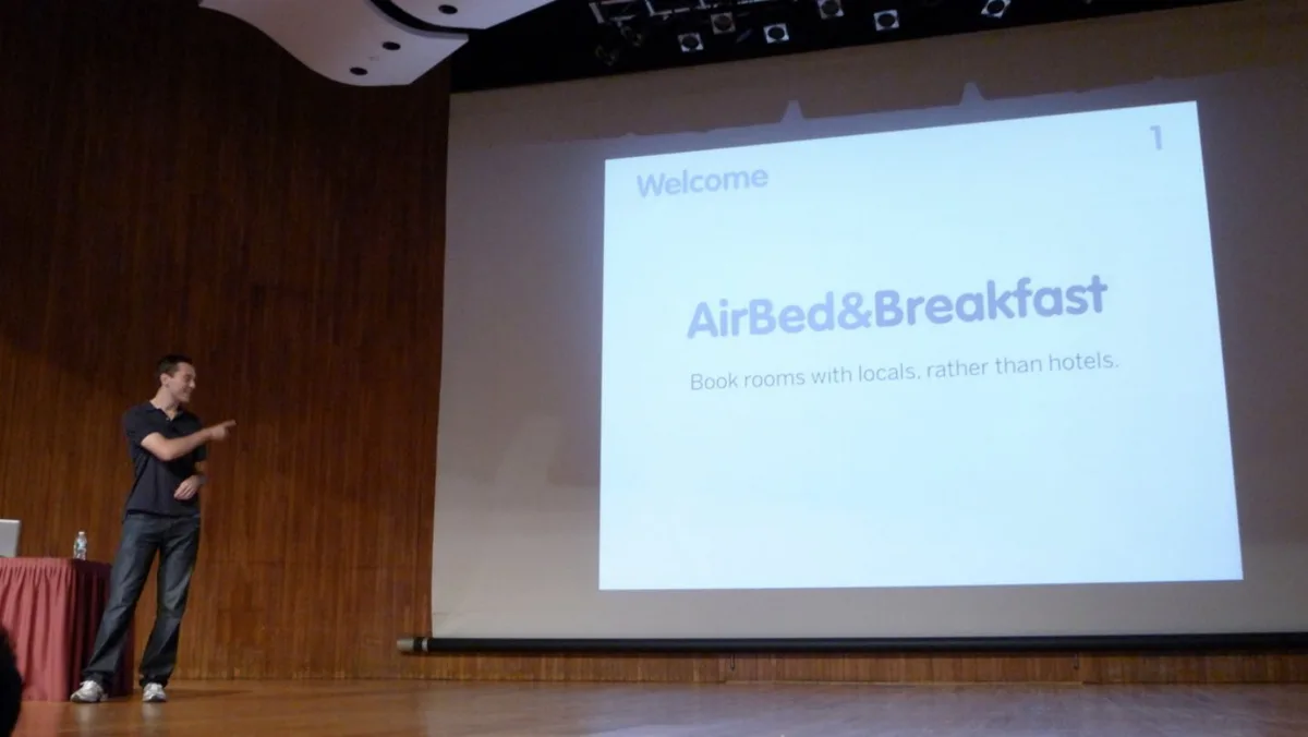 This is the iconic first slide of the Airbnb pitch deck.