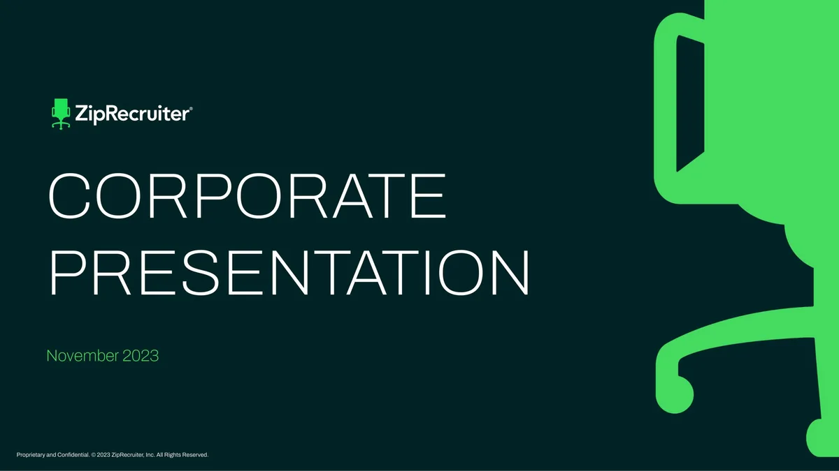 ZipRecruiter | Investor Presentation Deck | 33 slides · slide 1