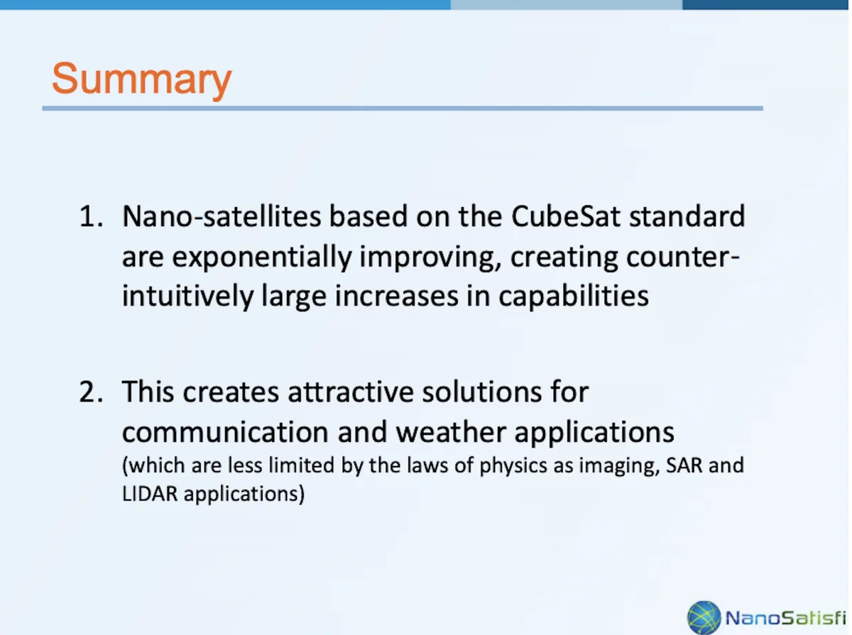 Here's the first investor pitch deck for space-tech company Spire Global that's gone on to raise $140 million · slide 1