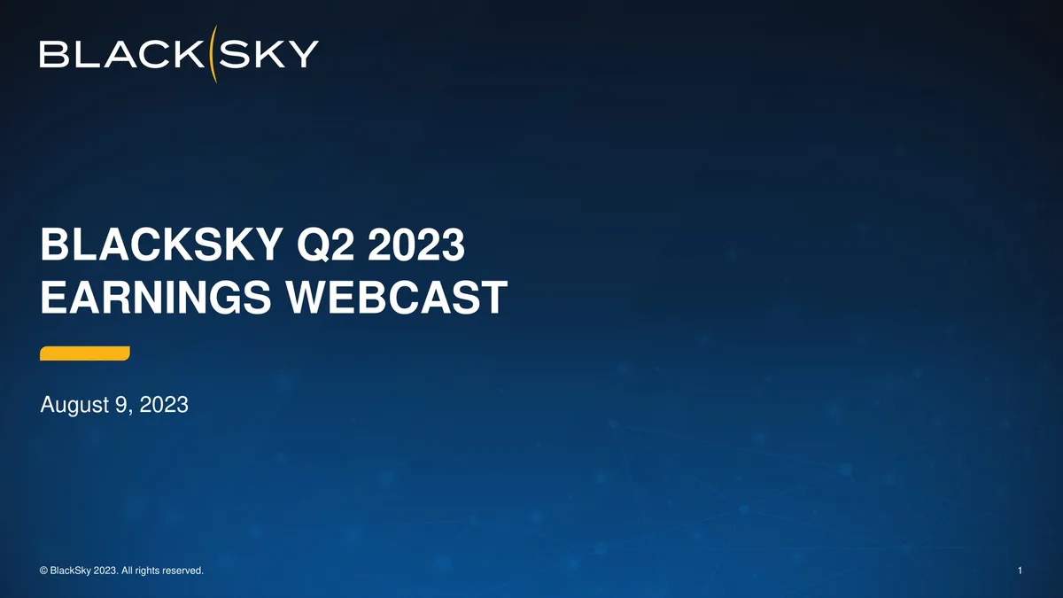 BlackSky | Results Presentation Deck | 22 slides · slide 1