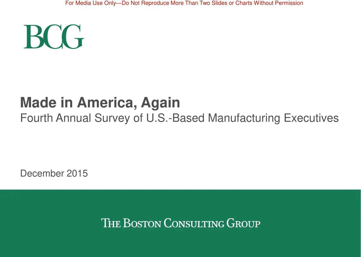 BCG 2015 MFG Exec Survey Key Findings For MEDIA · slide 1