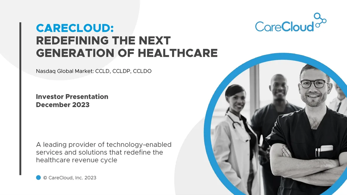 CareCloud | Investor Presentation Deck | 17 slides · slide 1