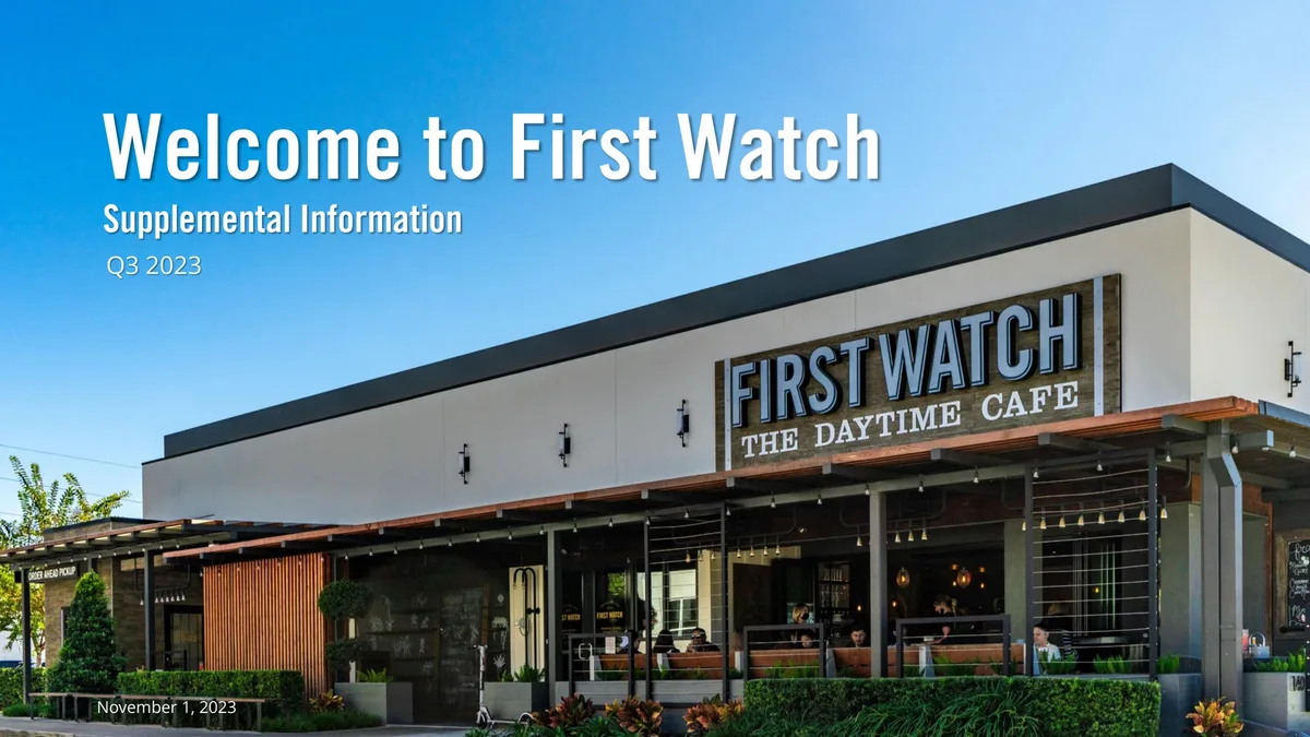 First Watch | Results Presentation Deck | 19 slides · slide 1