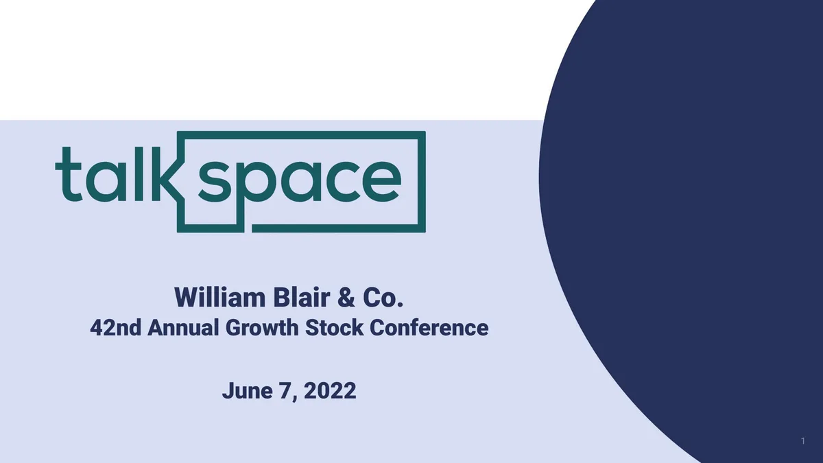 Talkspace | Investor Conference Presentation Deck | 12 slides · slide 1