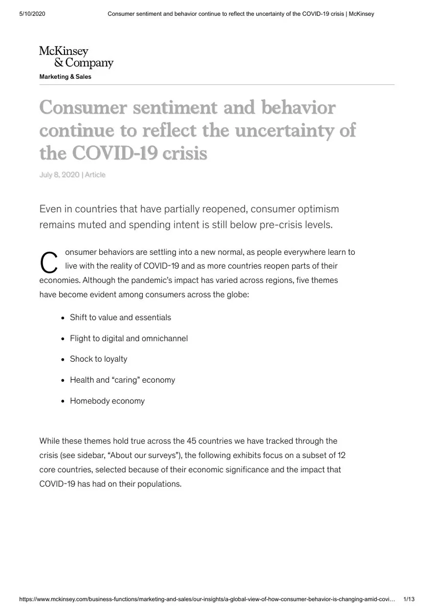 This is a cover/introductory page for a McKinsey article.