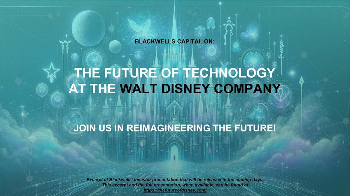 The slide uses a stylized, magical Disney-themed background with a call to action to visit a website.