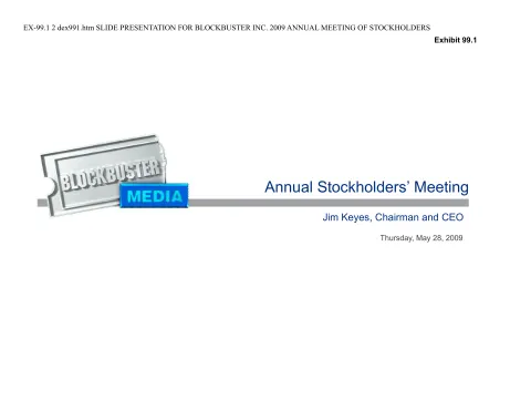 Blockbuster Video | Investor Presentation Deck | 31 slides