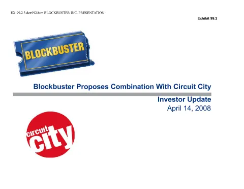 Blockbuster Video | Investor Presentation Deck | 13 slides