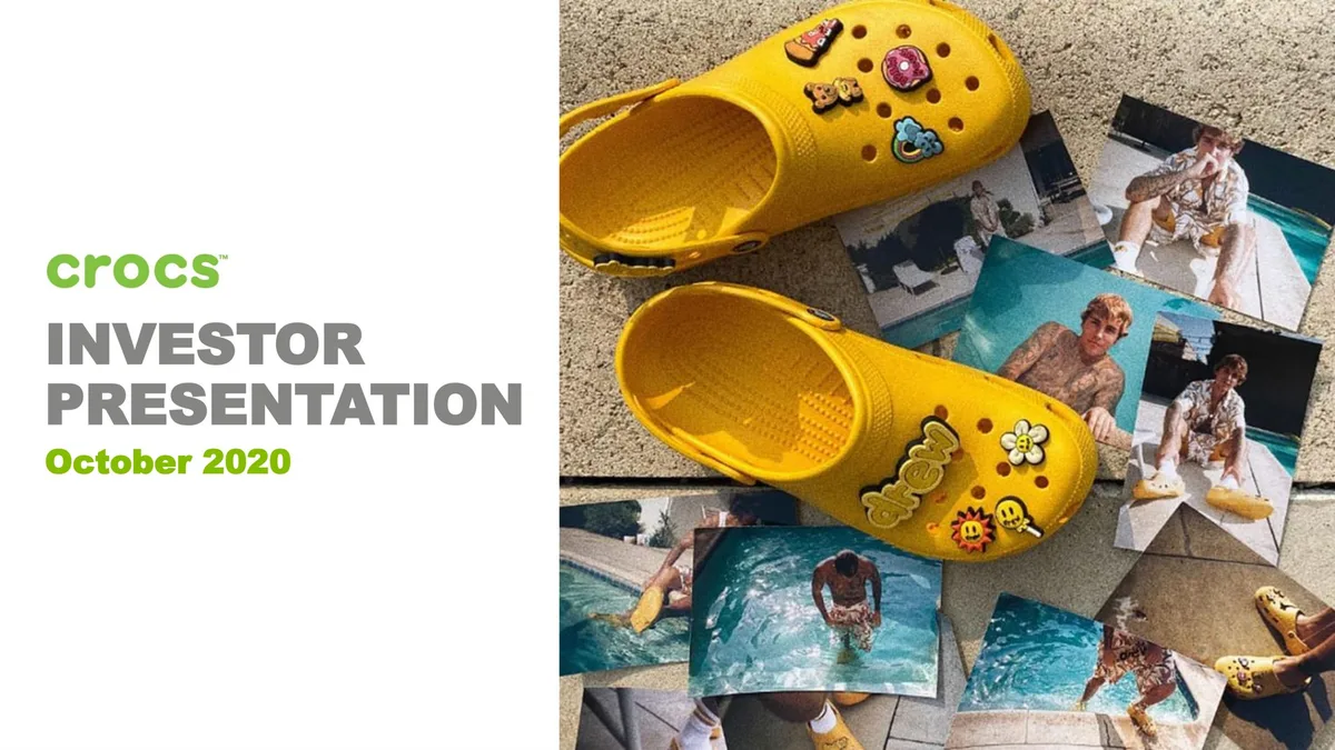 Features Justin Bieber x Crocs collaboration imagery.