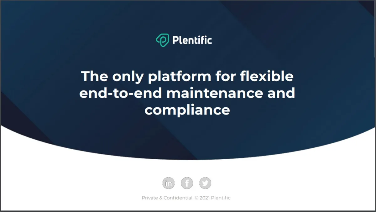 Plentific helps big landlords source contractors for repairs. We got an exclusive look at the pitch deck it used to raise $100 million for expansion and acquisitions. · slide 1