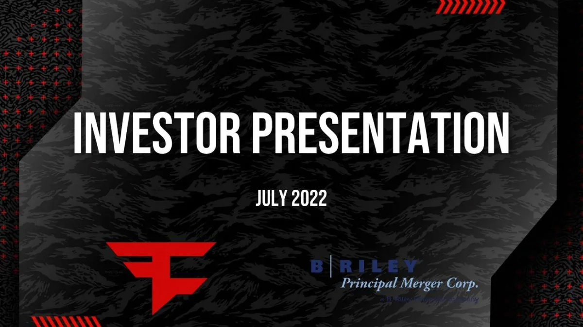 Features FaZe Clan logo and B. Riley Principal Merger Corp. logo.