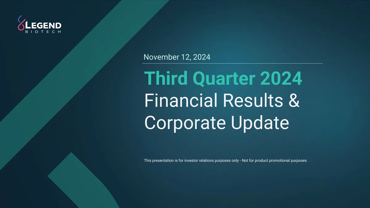 Legend Biotech | Results Presentation Deck | 17 slides · slide 1