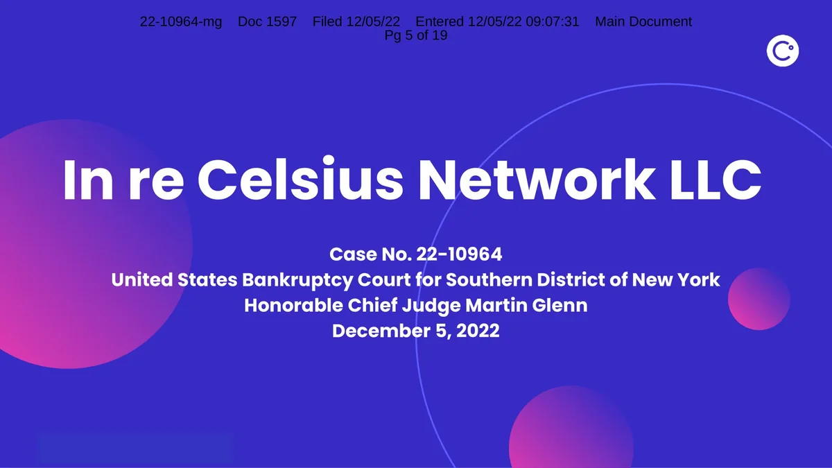 Celsius Network | Investor Presentation Deck | 15 slides · slide 1