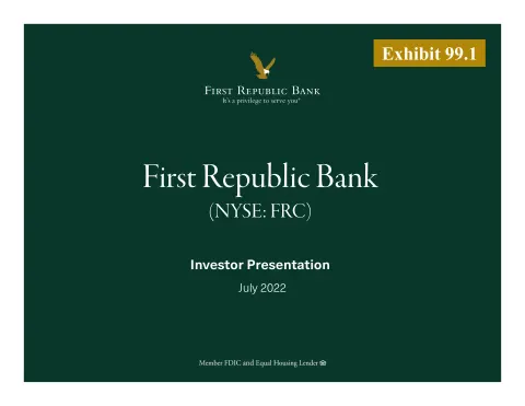 First Republic Bank | Results Presentation Deck | 54 slides